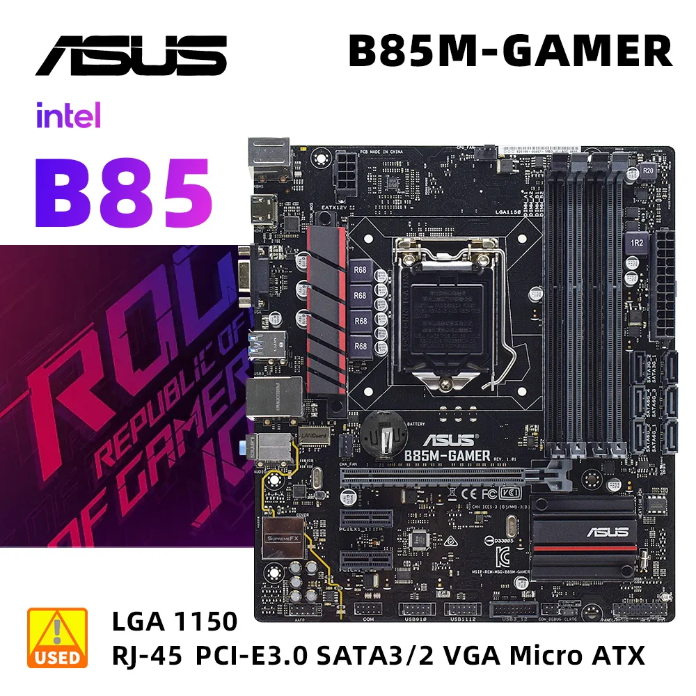 

LGA 1150 Motherboard Kit Asus B85M-GAMER+I3 4170 Desktop Intel B85 DDR3 32G Core i7 i5 i3 cpus SATA3 USB3.0 PCI-E 3.0 Micro-ATX