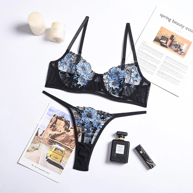 

сексуальный костюм белье для секса Женское очаровательное нижнее белье с цветочной вышивкой, женское кружевное прозрачное сексуальное ниж...