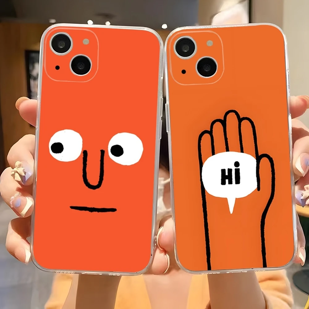 Забавный чехол для телефона J-Jean Jullien Art Iphone 15 Pro Max 14 Plus 11 12 Mini 13 7 8 X XR XS SE прозрачная