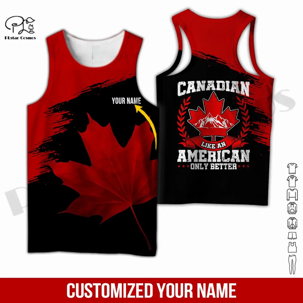 

PLstar Cosmos 3DPrinted Newfashion Canada Flag Leaf Camo Art Funny Harajuku Streetwear Tank Top Sleeveless Tees Fitness Unisex 2