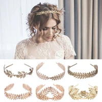 fashion hollow leaf crowns hair hoop bridal forehead headband metal design wedding party hair accessories women hairband gold