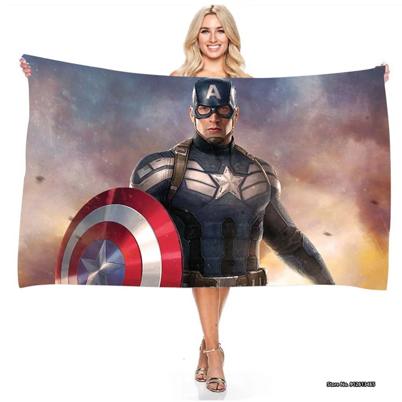 

Marvel Captain America Superhero Digital Printed Rectangular Beach Towel Bath Towel Quick Drying Absorbent Towel