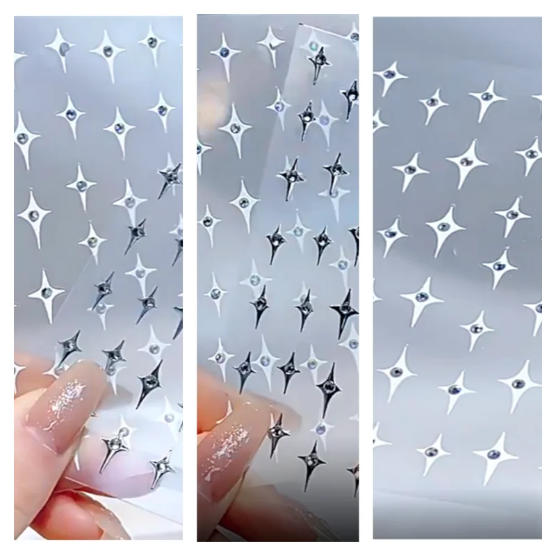 

1pcs 5D Bubble Star Bronzing Silver Nail Stickers Slider Nail Art Decorations Decals DIY Transfer Adhesive Manicure Accessories