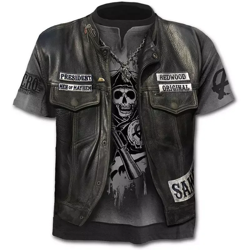 New in Motorcycle T Shirt Punk T-shirt Knight Shirts 3d T Shirt Men Casual Vintage Hip Hop Summer Tee Top Homme Clothes jackets