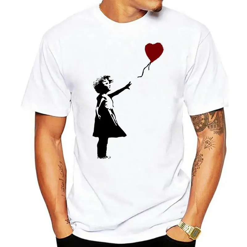 

Мужская футболка Бэнкси воздушный шар девочка 1 девочка воздушный шар в форме сердца уличный арт Харадзюку футболка