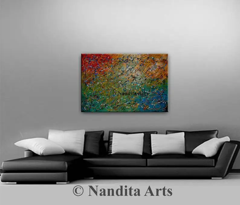 

Jackson Pollock Style Abstract painting on canvas Abstract modern canvas painting, Jackson pollock wall artabstract oil abstract