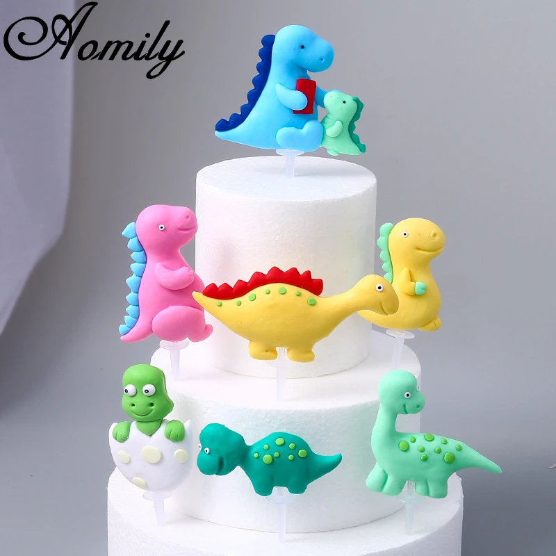 Aomily 3D Handmade 18 Styles Animal Cake Topper Birthday Party Decoration for Kids Dinosaur Tiger Lion Panda Monkey Giraffe - купить по