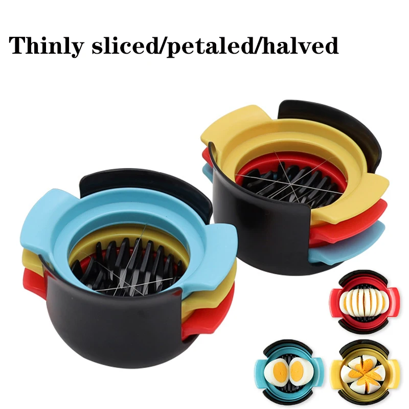 

Egg Slicer 3 In 1 Cut Eggs Cooked Eggs Cutter Household Fruits Sausage Cut Flower Bento Shaper Kitchen Accessories Anti-rust