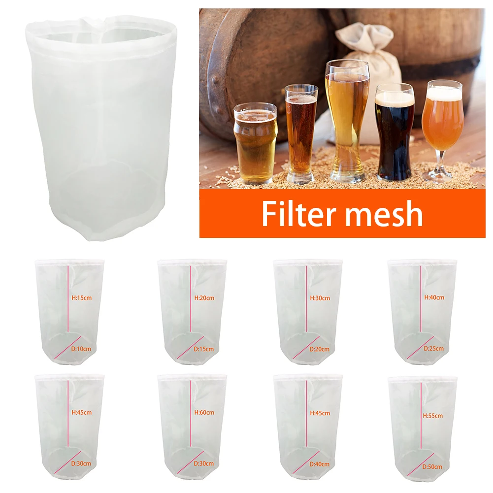 

8 Sizes 100 Mesh Beer Nylon Strainer Filter Bag Reusable Mesh Net Strain For Milk Hops Tea Brewing Home Wine Making Bar Tool