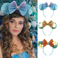fashion glitter mouse ears headband girls sequins hair bow festival hairband 2022 party ice snow diy hair accessories mujer