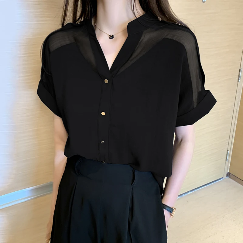 Black loose shirt womens Clearance