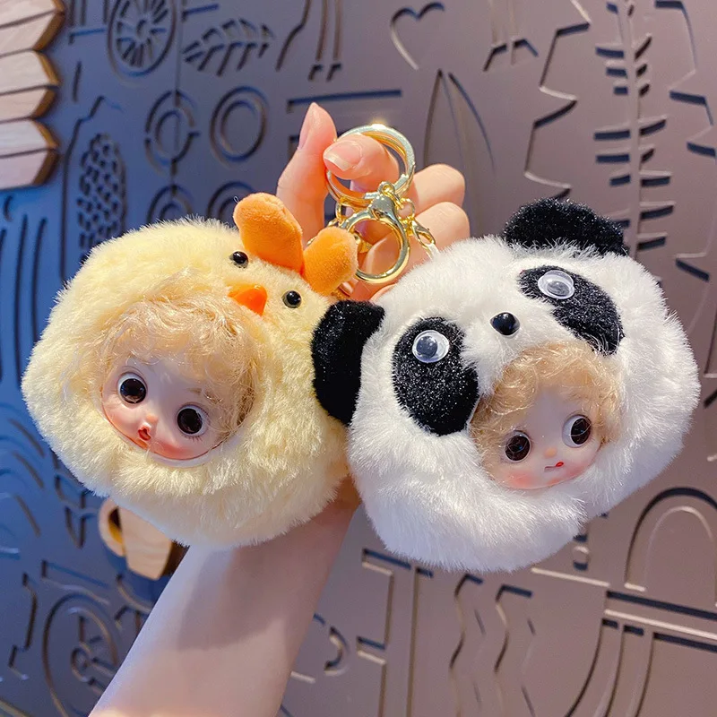 

Plush Panda Keychain Animal Fruit Doll Keyring Cute Key Holder School Bag Pendant Kawaii Plush Toy Gift Accessories for Girls