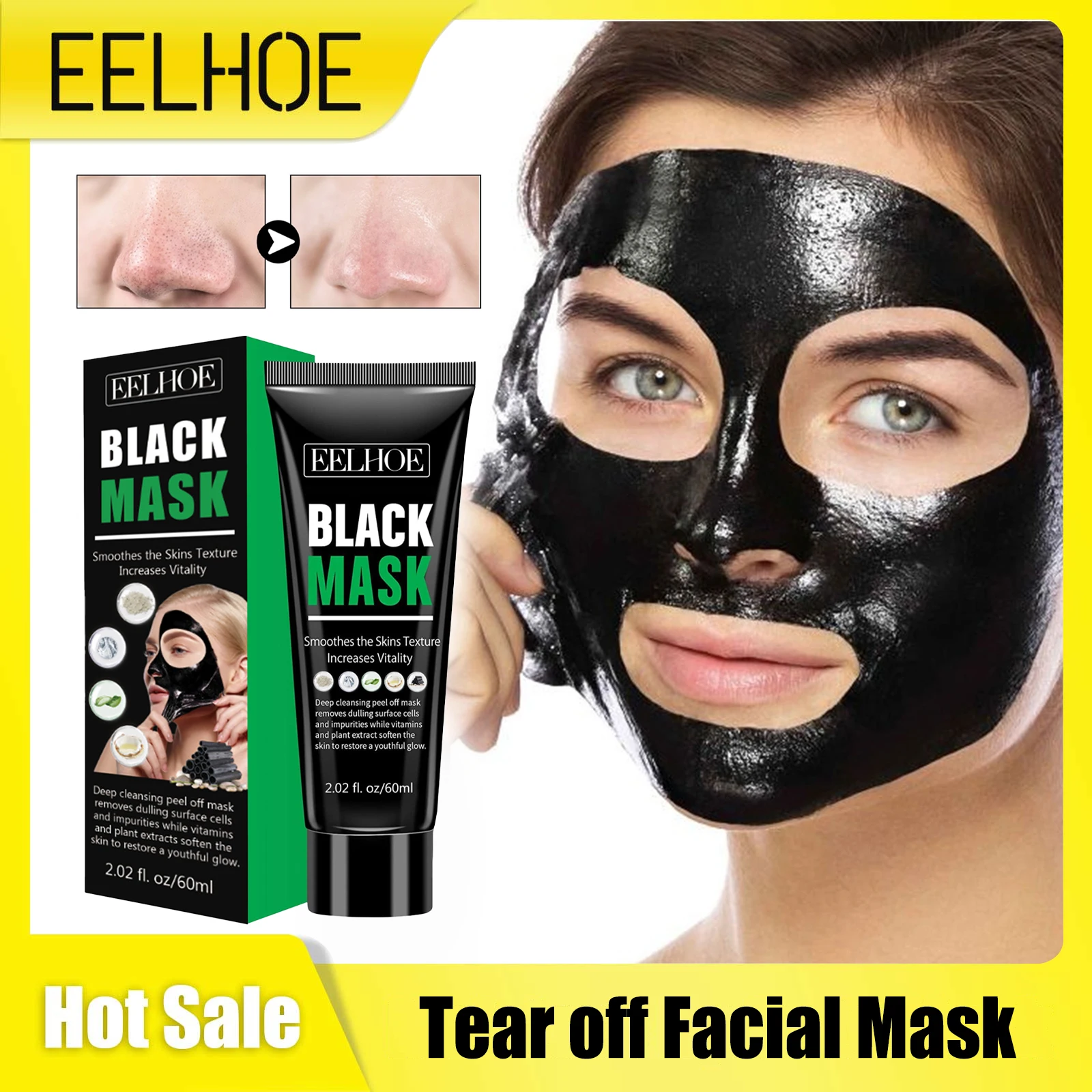 Черная отбеливающая маска для лица с эффектом глубокого очищения