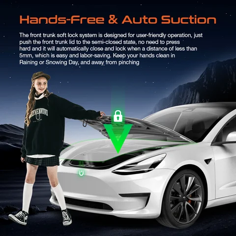 Для Tesla Model 3 Y S X Highland 2025, электрическое всасывание, передний багажник, закрывающее устройство, электрический замок с мягким закрыванием, автоматический замок