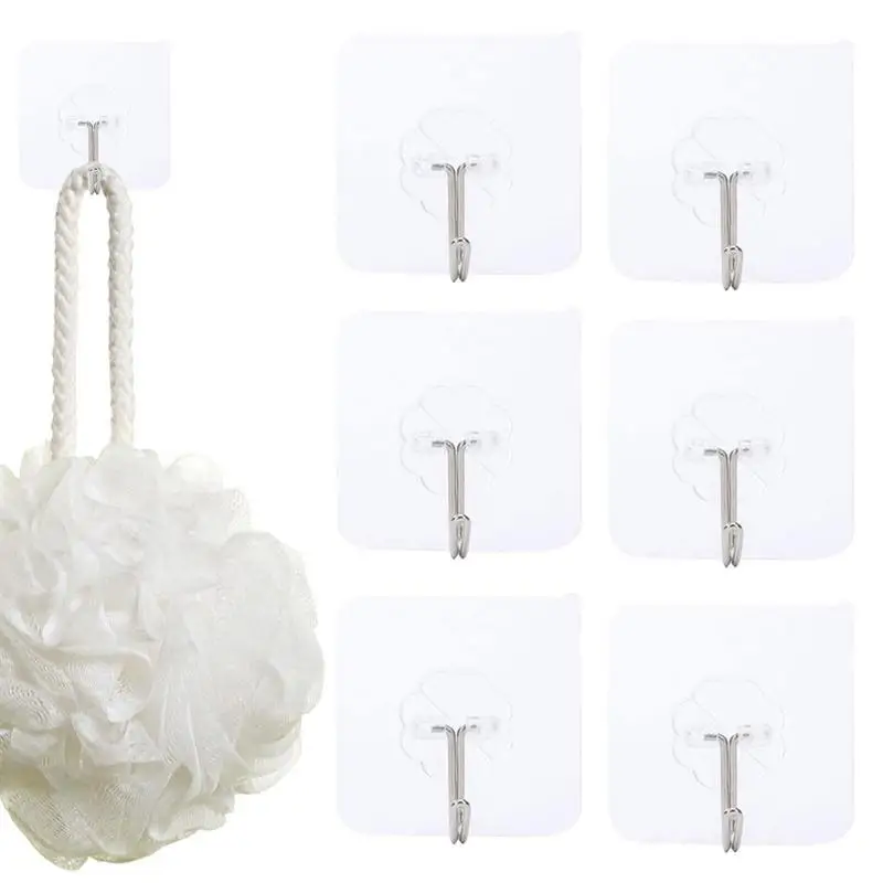 

6PCS Seamless Hooks Strong Transparent Suction Cup Sucker Wall Hooks Hanger Punch-free Strong Adhesive For Kitchen Bathroom