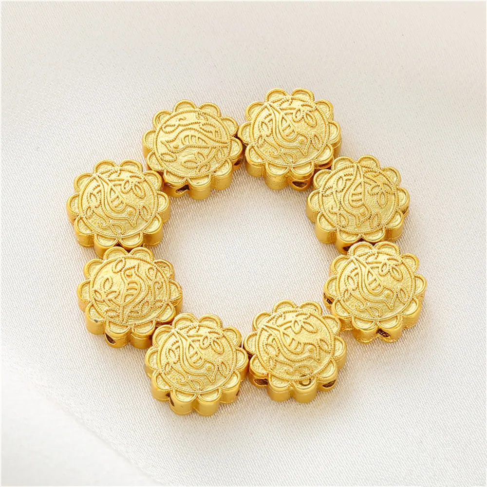 

18K sand gold flower-shaped bird cross through hole spacer beads diy accessories loose beads handmade chain jewelry