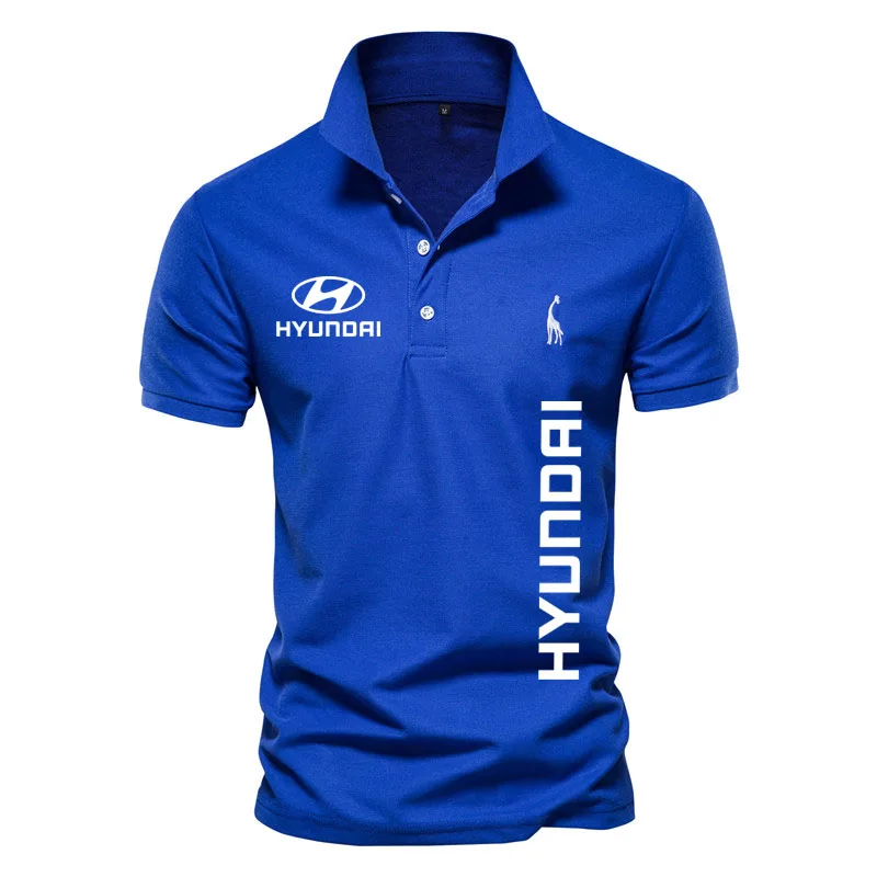 

Рубашка-поло мужская с принтом логотипа автомобиля Hyundai, удобная деловая футболка с коротким рукавом, для отпуска, лето 2022