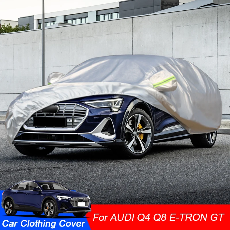 Полностью автомобильный чехол для Audi Q4 Q8 E-TRON GT, спортивный, дождь, мороз, снег, пыль, водонепроницаемая, Всесезонная защита, аксессуары для автомобиля