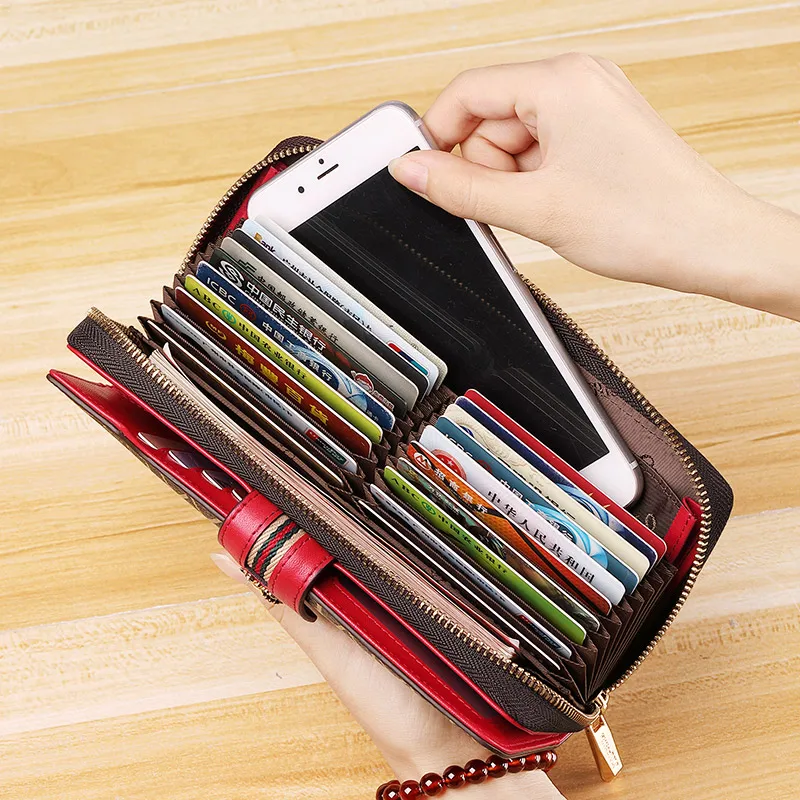 Женский модный кошелек с принтом Женская длинная сумка из воловьей кожи Все в