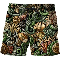new 3d fish sea animal print beach shorts streetwear mens casual sports board shorts swimwear kids shorts new