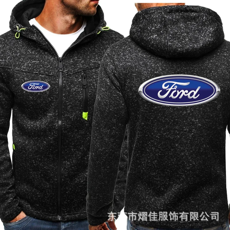 

New Fashion FORD Car Logo Sweatshirt Hoodies Men Spring Autumn Cotton Zipper Jacket HipHop Harajuku Male Clothing