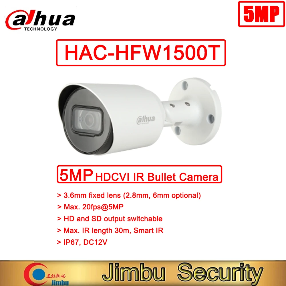 

Dahua HAC-HFW1500T 5MP HDCVI ИК цилиндрическая камера 20 кадров в секунду IP67 12 в пост. Тока и наружный выход HD и SD переключаемый интеллектуальный инфракра...