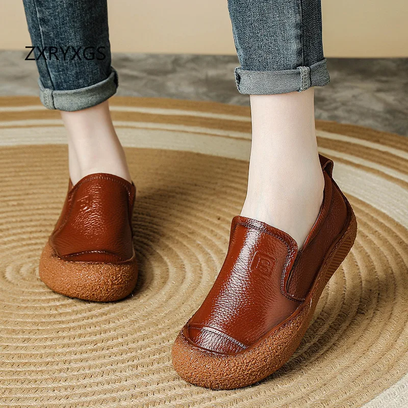 ZXRYXGS модные женские туфли из коровьей кожи осенняя мягкая подошва 2024 удобные