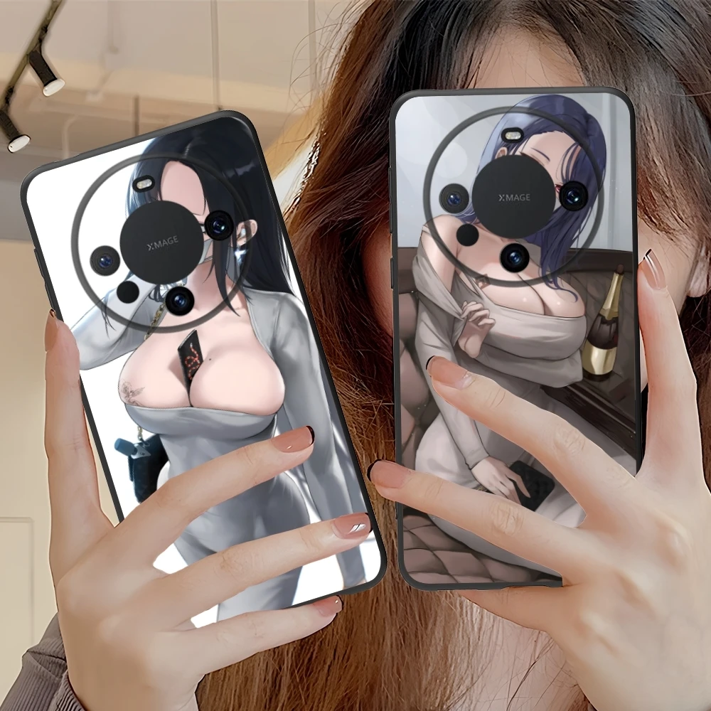 Dongtan Style Mobile Smart Cell Phone Case for Huawei Mate 60 50 40 30 20 10 Pro Plus Lite E 5G Black Soft Cover Shell