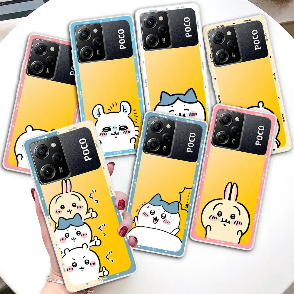

Прозрачный чехол для Xiaomi Poco X5 X3 NFC M4 X4 Pro 5G Cases M3 F3 F2 M2 Pocophone F1, силиконовый чехол для телефона Chiikawa, милый мультяшный