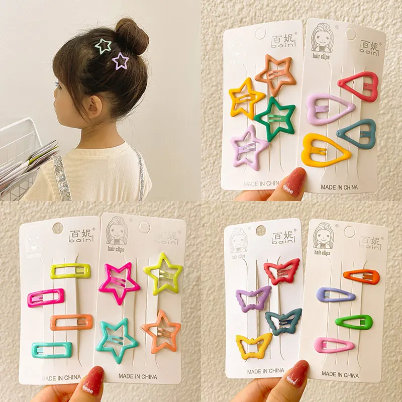 Hair Pin Simplicity Hairpins For Girls Star Oval Hair Clip For Kids Snap Hair Clips Hairpins Click Clack