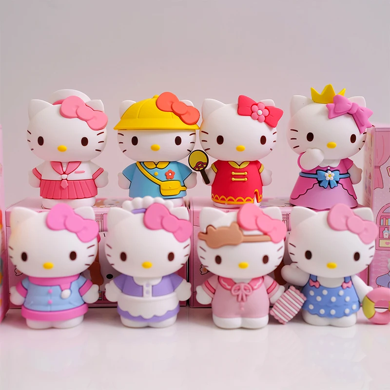 

2022 New Hello Kitty Dressup Diary Series KT Cat Figures Cute Dolls Pendant Sanrio Series Cartoon Collection Girl Birthday Gifts