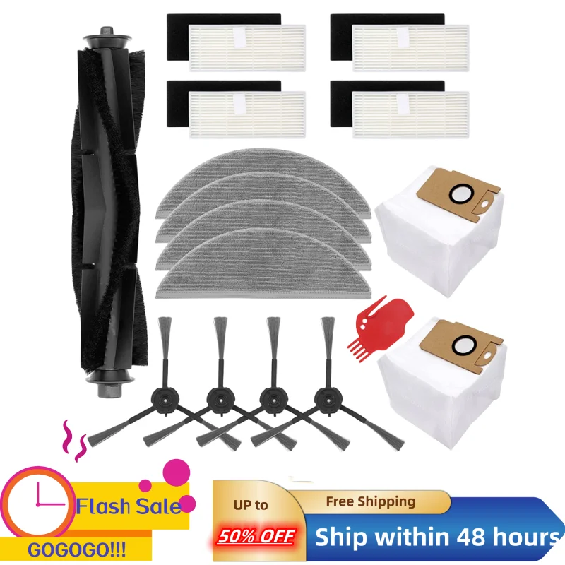 

Main Side Brush Mop Cloth, Dust Bag and Filter Replacement Accessories Kits for Lydsto R1 Robotic Vacuum Cleaner