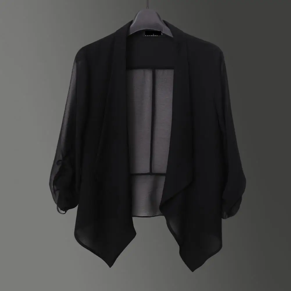 

Women Cardigan Chic Women's Cardigan Elegant Lapel Style Soft Breathable for Formal Business Commute Thin Lady Coat