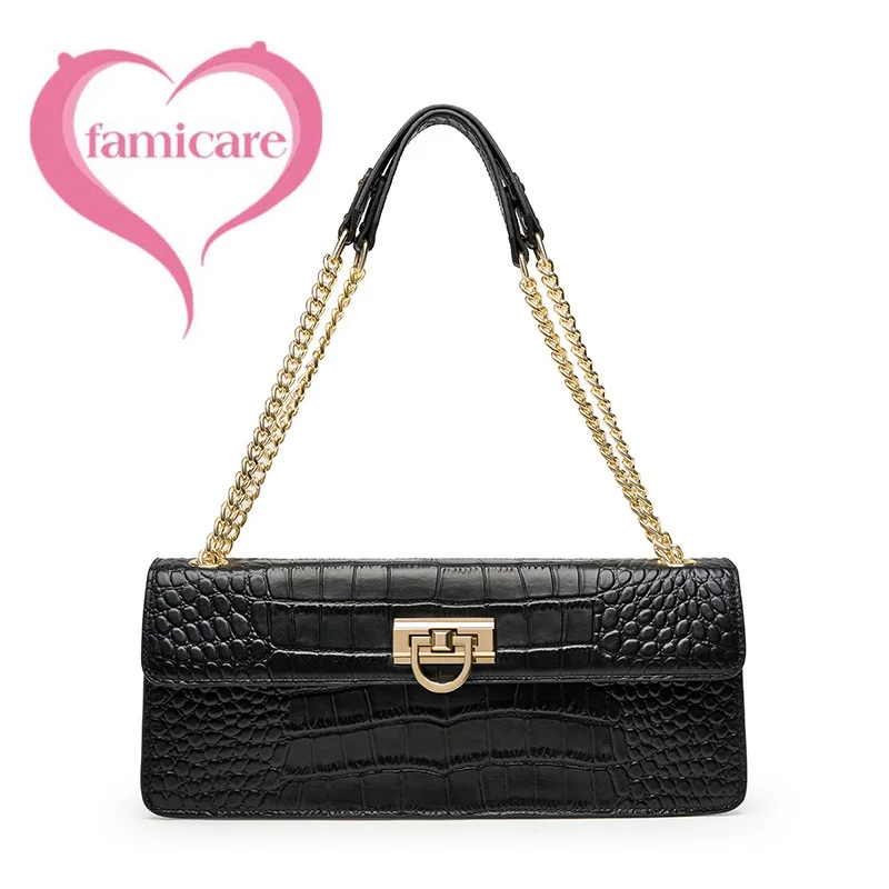 Fashion Lady Genuine Leather Shoulder Bag Female Classic Rectangle Handbags With Chain Women Alligator Pattern Axillary Bags New
