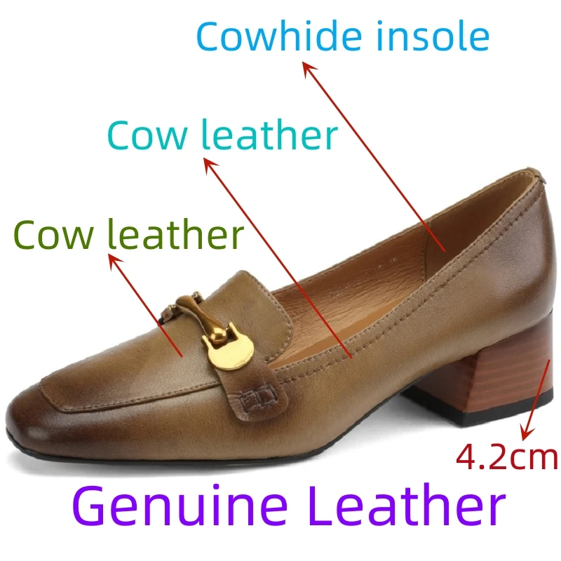 Туфли-лодочки женские из натуральной кожи на массивном каблуке 33-40