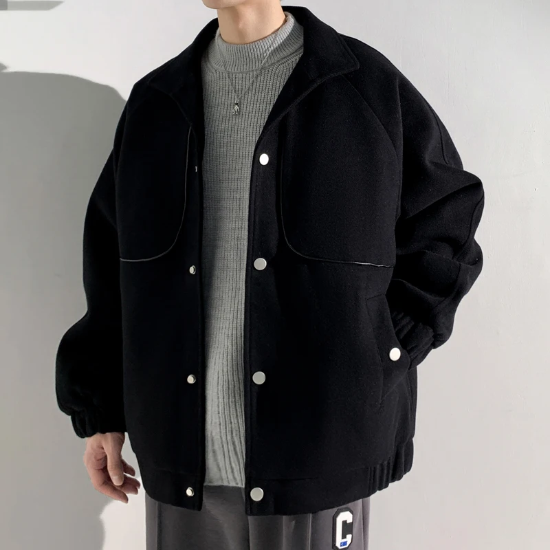 

22 New Autumn/winter Men's Jacket Coats Handsomely Styled Lapel Woollen Fabric Men's Padded Trench Coats Upset Fashion Jackets