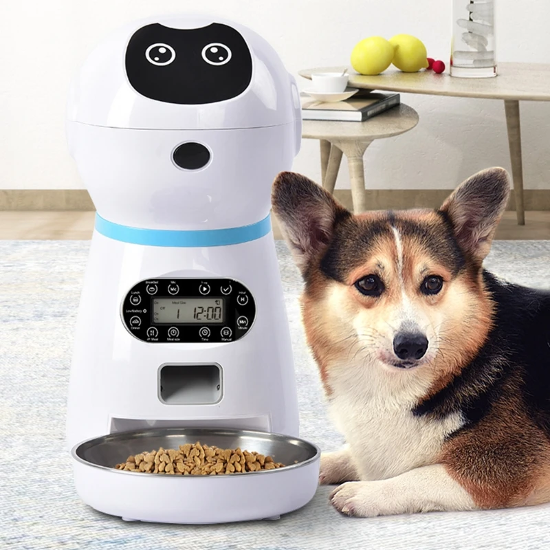 

Smart Pet Feeder Stainless Steel Food Bowl With Voice Record LCD Screen Timer Portion Control Infrared Sensor Durable Y5GB