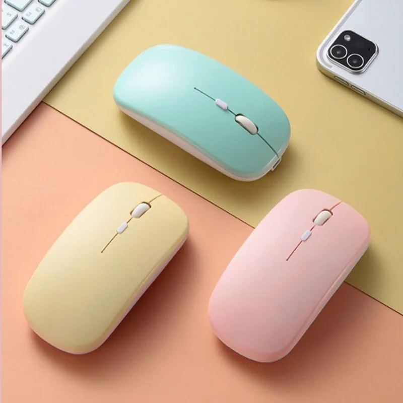 New Ultra-Thin Mini A2 Wireless Mouse Silent Mute Rechargeable LED Colorful Lights Computer Mouse