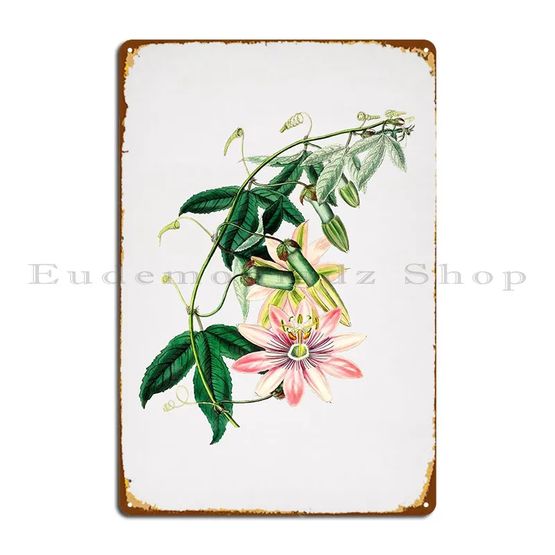 

Винтажный металлический плакат в виде цветка тассонии, плакат на стену гаража, кухни, дизайнерский кинотеатр, жестяной плакат