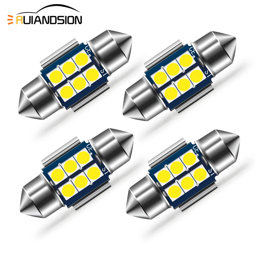 

RUIANDSION 4Pcs TY 29MM 3030 LED Motorcycle Truck Car Headlight Bulb DRL Globe 12V Non-Polarity Bright White