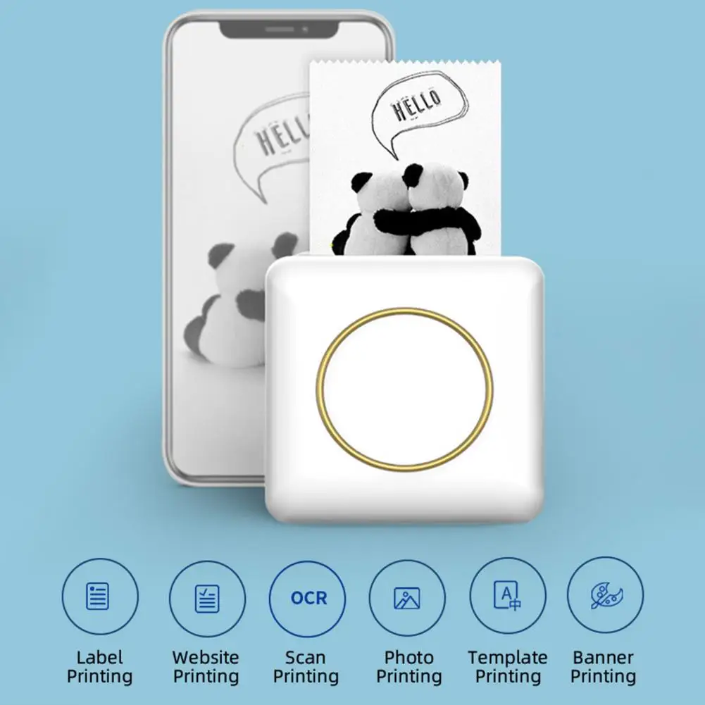 

Практичное подключение, совместимое с Bluetooth, портативный карманный мини-термопринтер 200DPI для журналов