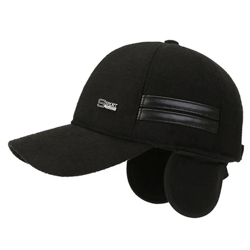

2022 Winter New Men's Warm Plus Fluff Thickening Baseball Caps Snapback Cap Trucker Hat Cold Proof Earmuffs Hats Cycling Cap