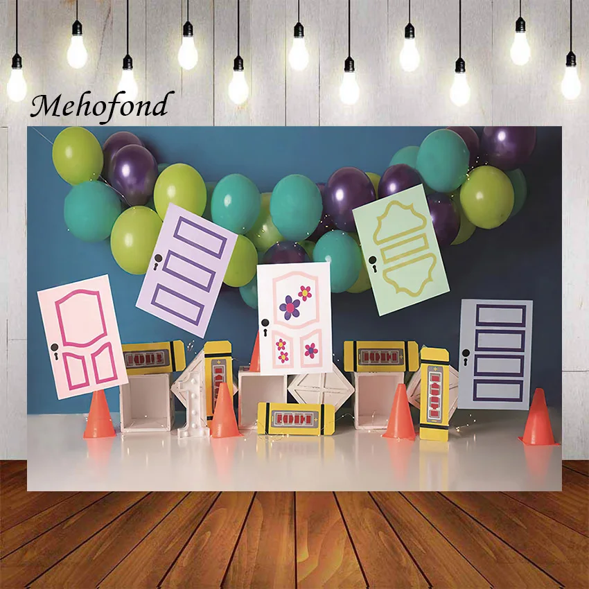 

Mehofond Photography Background Baby Blue Balloon Little Boy 1st Birthday Party Cake Smash Portrait Decor Backdrop Photo Studio
