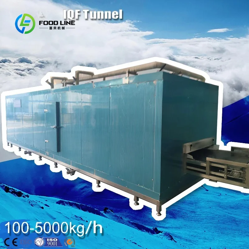 Фото Промышленная туннельная морозильная камера IQF из нержавеющей стали производительностью 100 кг/ч для быстрой заморозки креветок/мяса №1