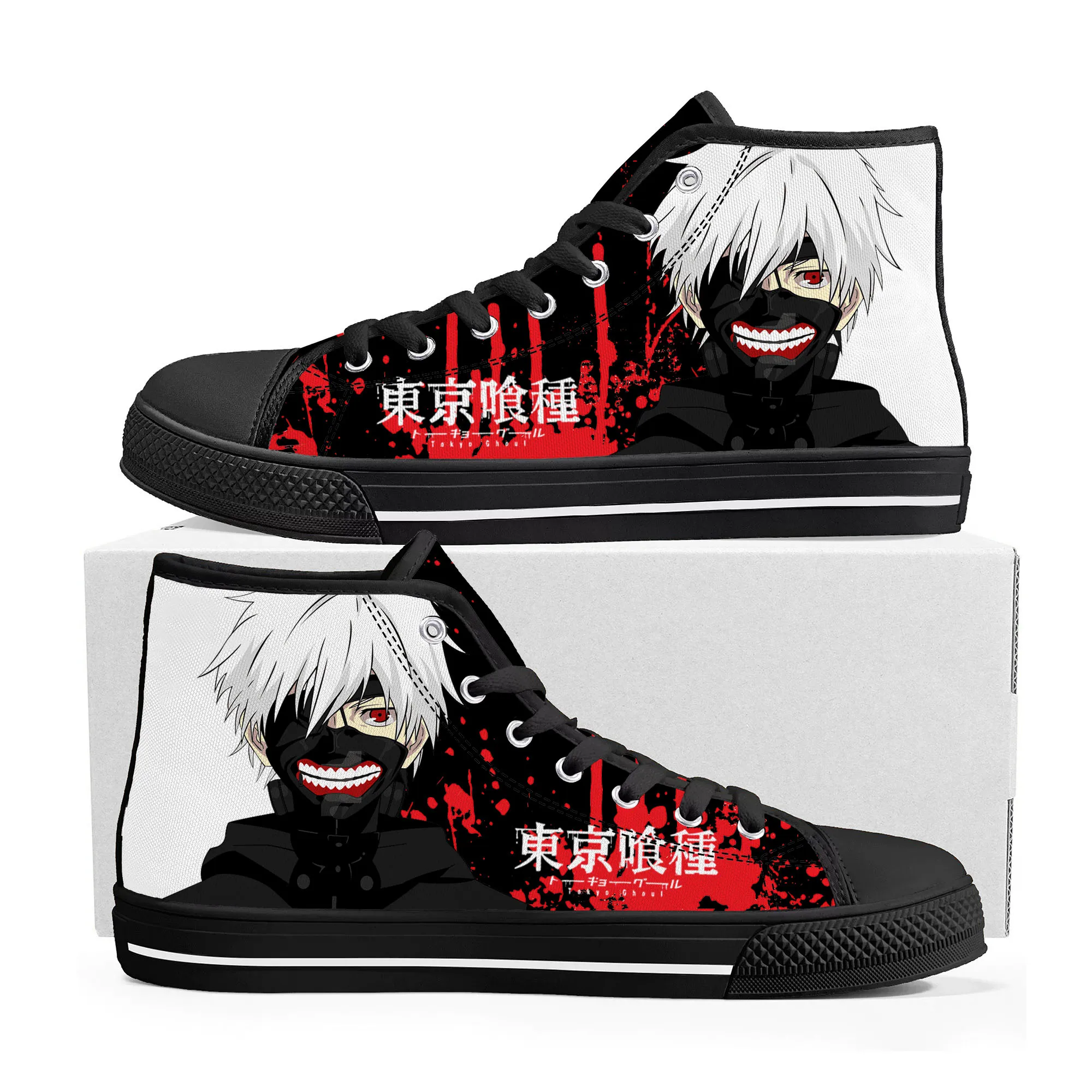 

Anime Manga Ken Kaneki Cartoon Tokyo Ghoul High Top Sneakers Mens Womens Teenager Canvas Sneaker Casual Couple Shoes Custom Shoe
