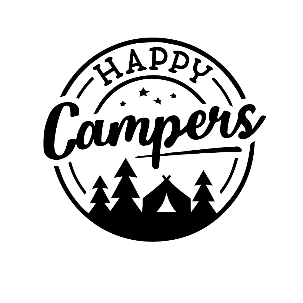 

Автомобильная наклейка Happy Camping Life для окна автомобиля, виниловые наклейки, Стайлинг автомобиля, самоклеящаяся эмблема, наклейки для украшения автомобиля