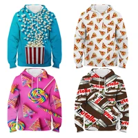sweet pizza print hoodie donut macaron fruit boys girls zipper pullover fries popcorn sweatshirt casual unisex jacket