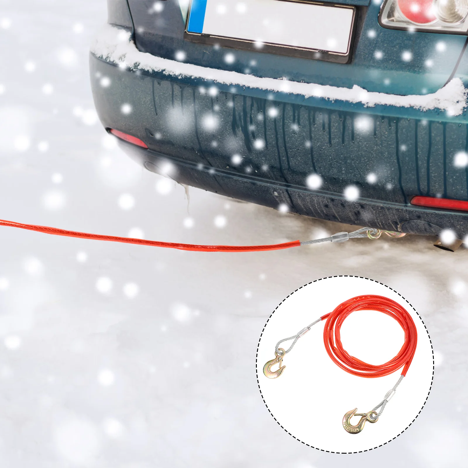 

Car Trailer Towing Rope Strap Tow Cable with Hooks 4 Meter Automobile Emergency Vehicle Tool for ATV UTV SUV Truck Tuning Cars