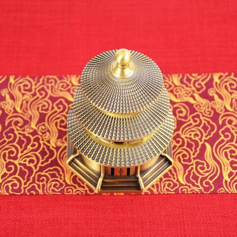 Латунная китайская Запретный город Курильница Храм Неба Древняя модель здания