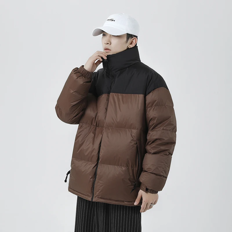 New Men'S Fashion Trend Autumn And Winter Casual Stand Collar Cotton Jacket Korean Youth Loose Plus Cotton Thickened Coat
